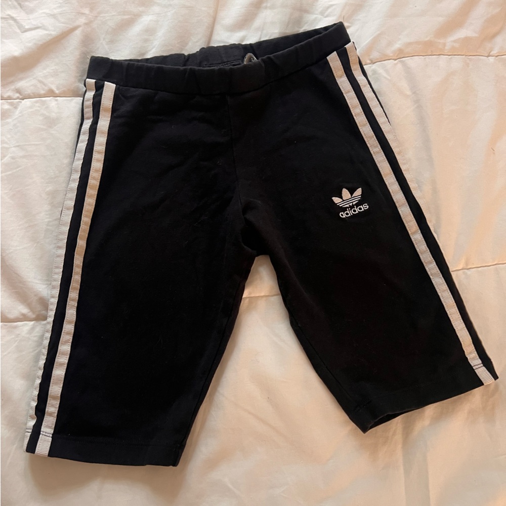 Adidas Black and White Striped Shorts leggings